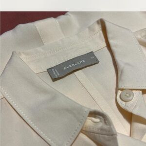 Everlane Boxy Cream Collared Shirt Blouse